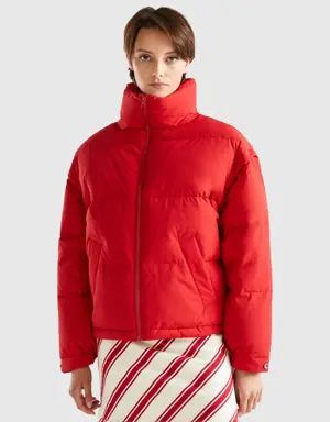 short padded jacket with removable sleeves