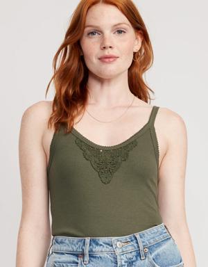 Lace-Trim Tank Top for Women brown