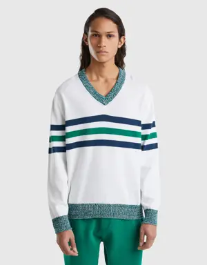 striped 100% cotton sweater