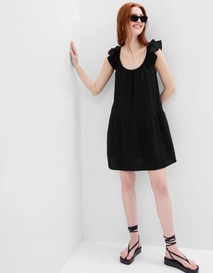 Crinkle Gauze Mini Dress black