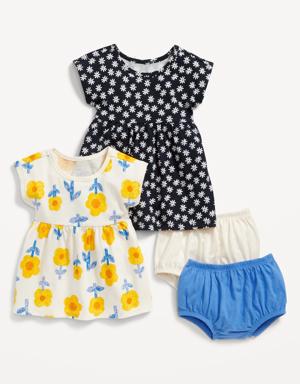 Old Navy Jersey-Knit Dolman-Sleeve Dress & Bloomer Shorts 4-Piece Set for Baby multi