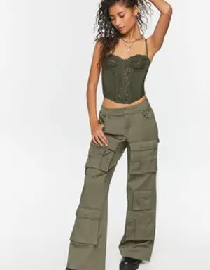 Forever 21 Twill Wide Leg Cargo Pants Tea