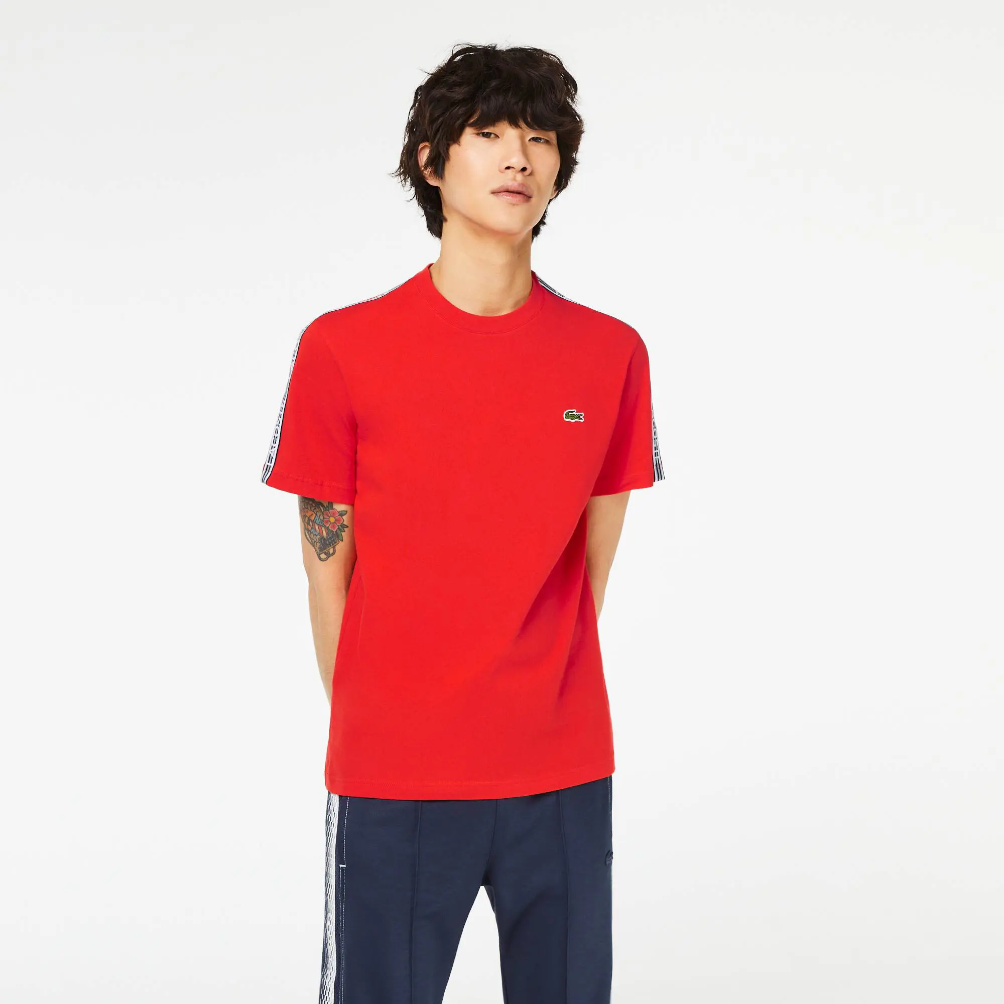 Lacoste Men’s Lacoste Regular Fit Logo Stripe T-shirt. 1