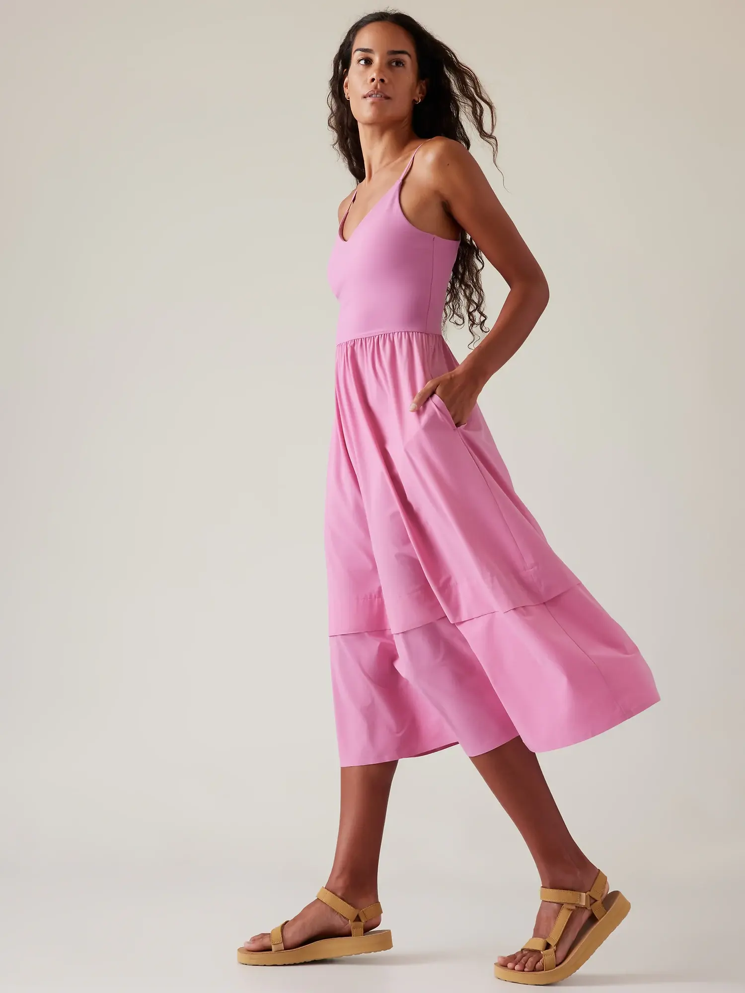 Athleta Elation V-Neck Hybrid Dress pink. 1