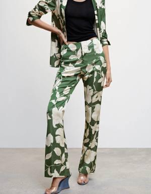 Flared floral-print trousers