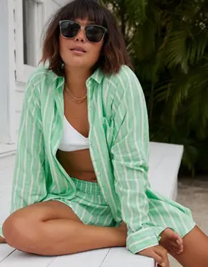 Pool-To-Party Linen Blend Cover Up Shirt