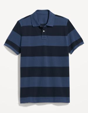 Rugby-Stripe Classic Fit Pique Polo for Men blue