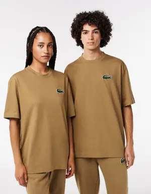 T-shirt unisex in cotone biologico loose fit con coccodrillo grande