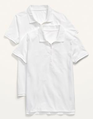 Old Navy Semi-Fitted Uniform Pique Polo Shirt 2-Pack for Women white