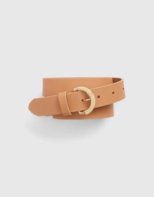 Leather Belt with Bamboo Buckle brown