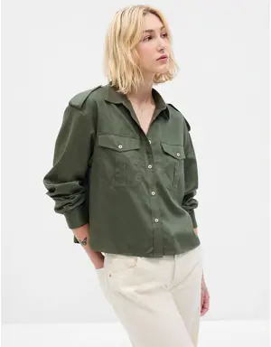 Gap Cropped Utility Shirt green