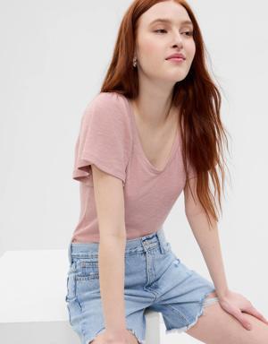 Gap Essential Rib Flutter Sleeve T-Shirt pink