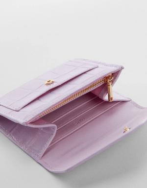 Croc-effect flap purse