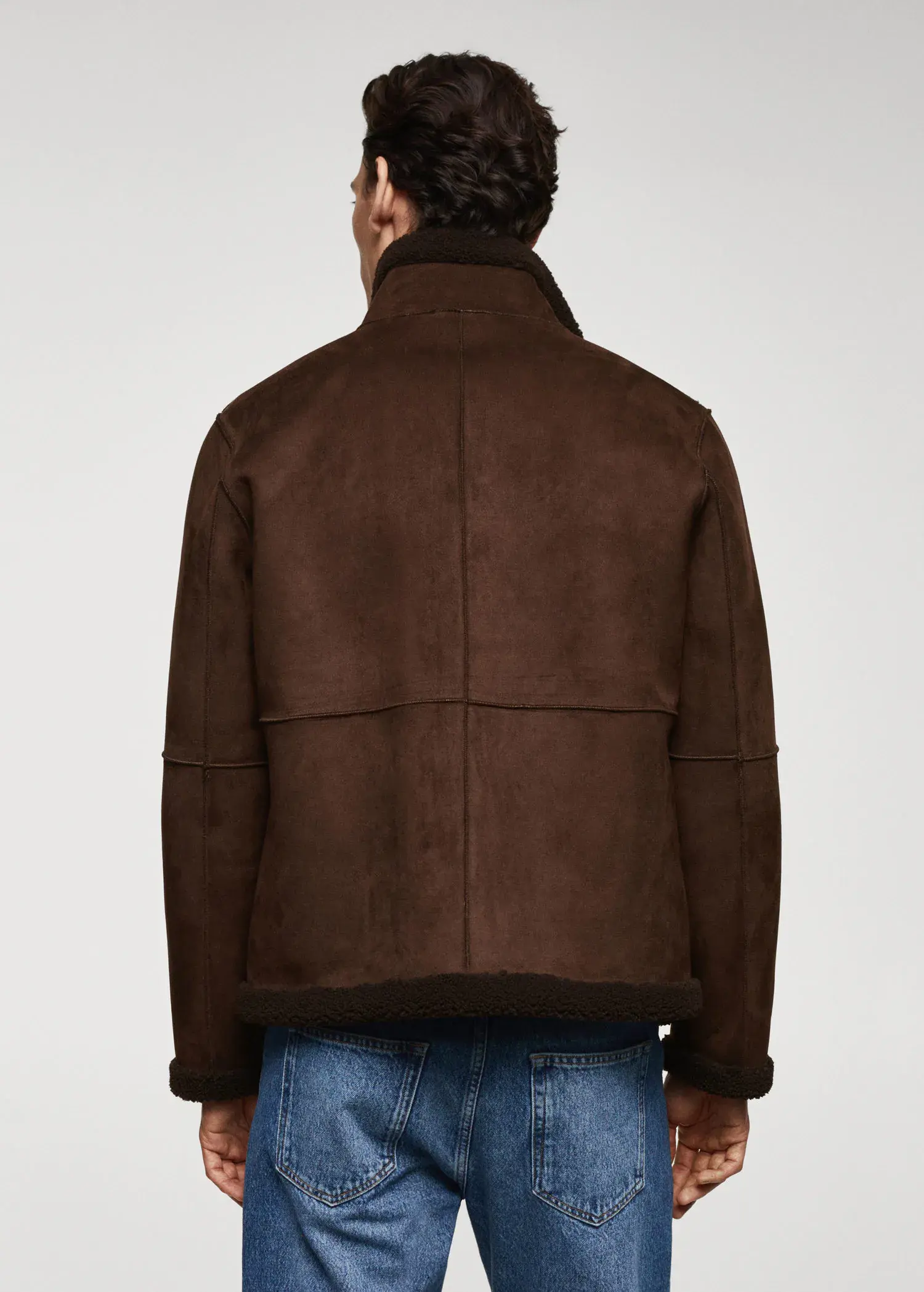 Mango Shearling-lined leather-effect jacket. 3