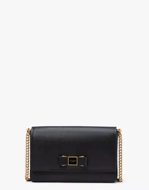 Morgan Bow Embellished Flap Chain Wallet