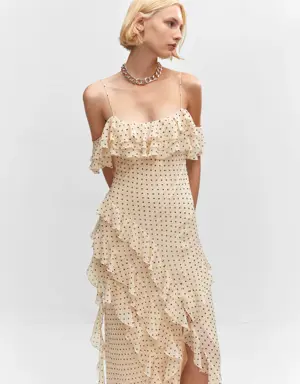 Polka-dot ruffled dress