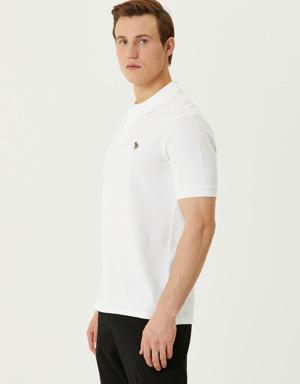 Beyaz Polo Yaka Organik Pamuk T-shirt