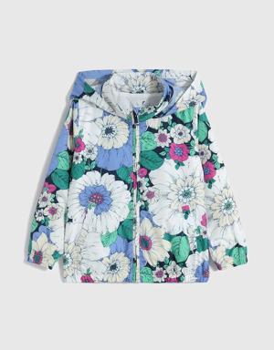 Çiçek Desenli Kapüşonlu Ceket