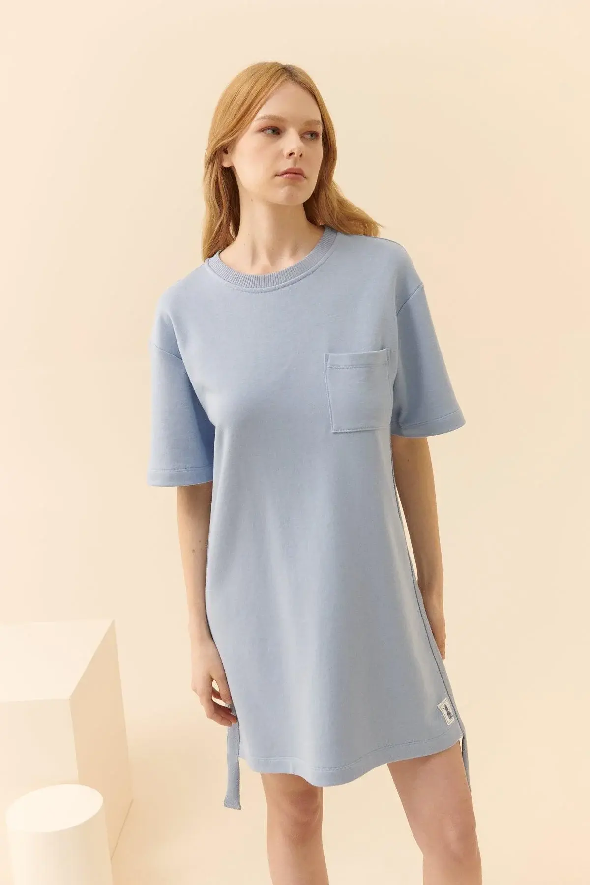 Roman Pastel Blue Casual Mini Dress - 1 / Blue. 1