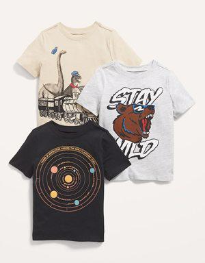 Unisex 3-Pack Short-Sleeve Graphic T-Shirt for Toddler multi