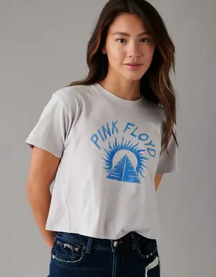 American Eagle Cropped Pink Floyd Graphic Tee. 1