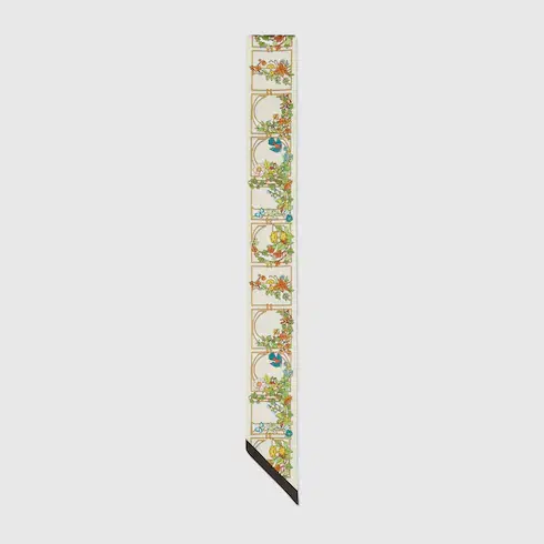 Gucci Animal and floral print silk neck bow. 1