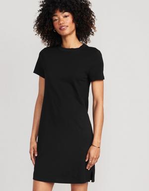 Vintage Mini T-Shirt Shift Dress for Women black