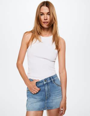 Jeans-Minirock mit Nieten
