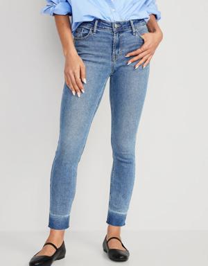 Mid-Rise Rockstar Super Skinny Cut-Off Ankle Jeans for Women blue