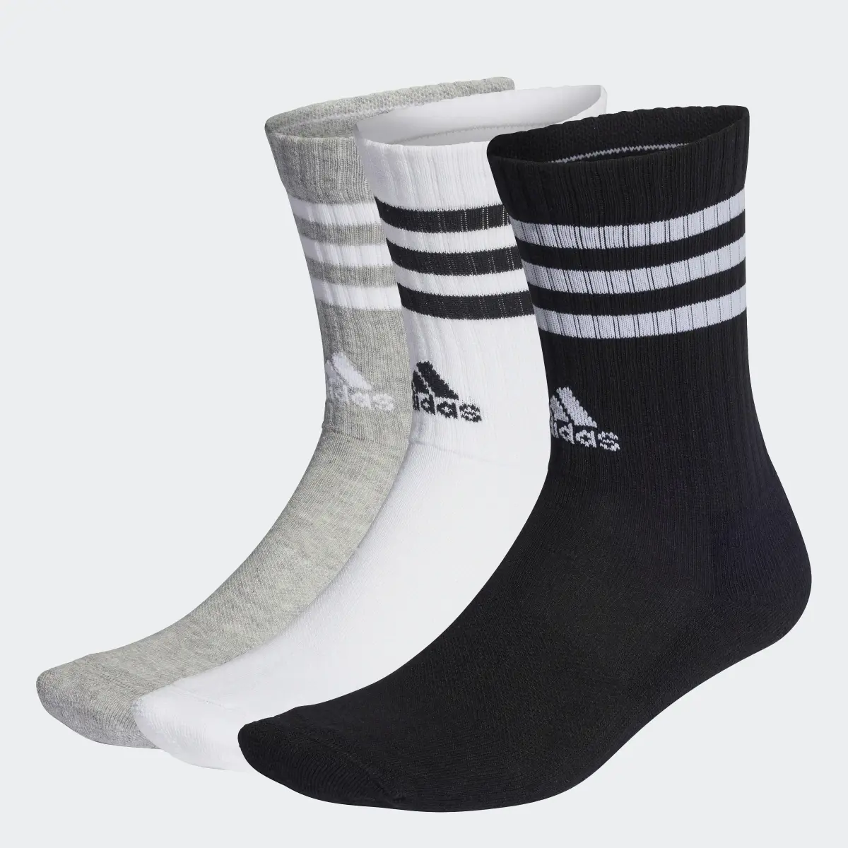 Adidas Meias de Cano Médio Acolchoadas 3-Stripes – 3 pares. 1