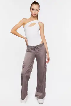 Forever 21 Forever 21 Satin Cargo Pants Shiitake. 2