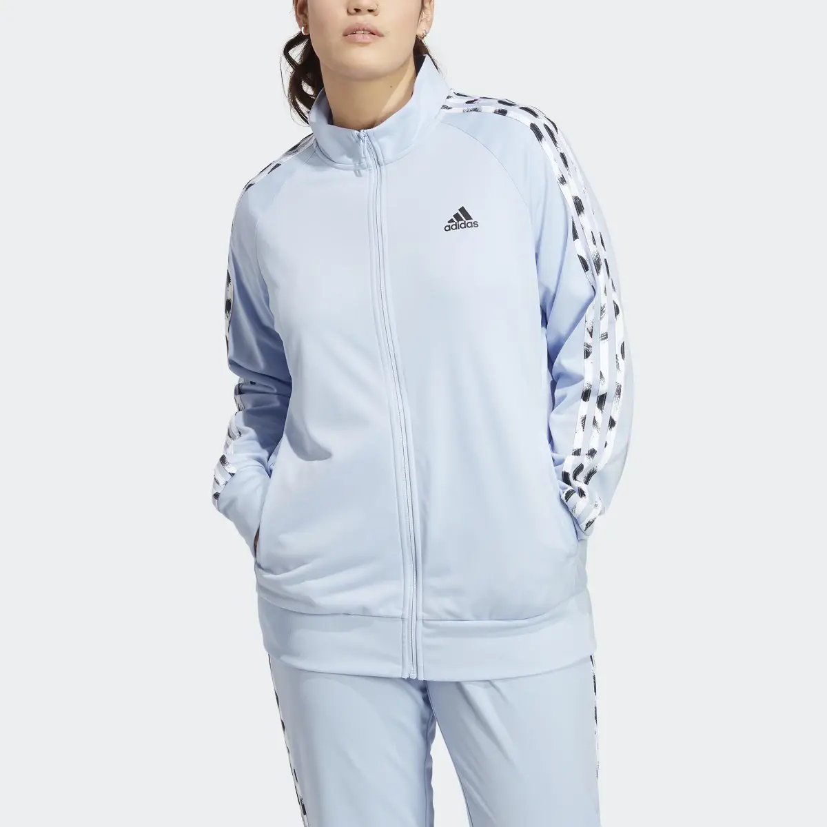 Adidas Essentials Warm-Up Tricot Slim 3-Stripes Track Jacket (Plus Size). 1