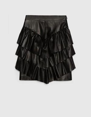 Leather ruffle skirt
