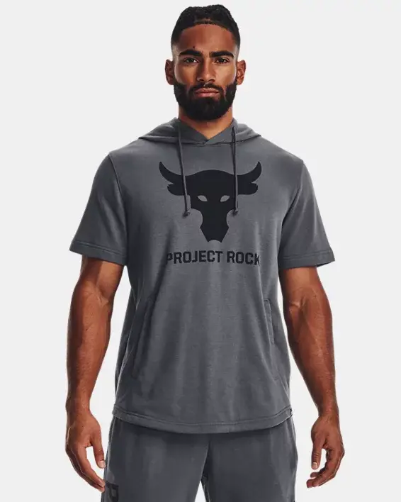 Under Armour Men's Project Rock Terry Short Sleeve Hoodie. 1