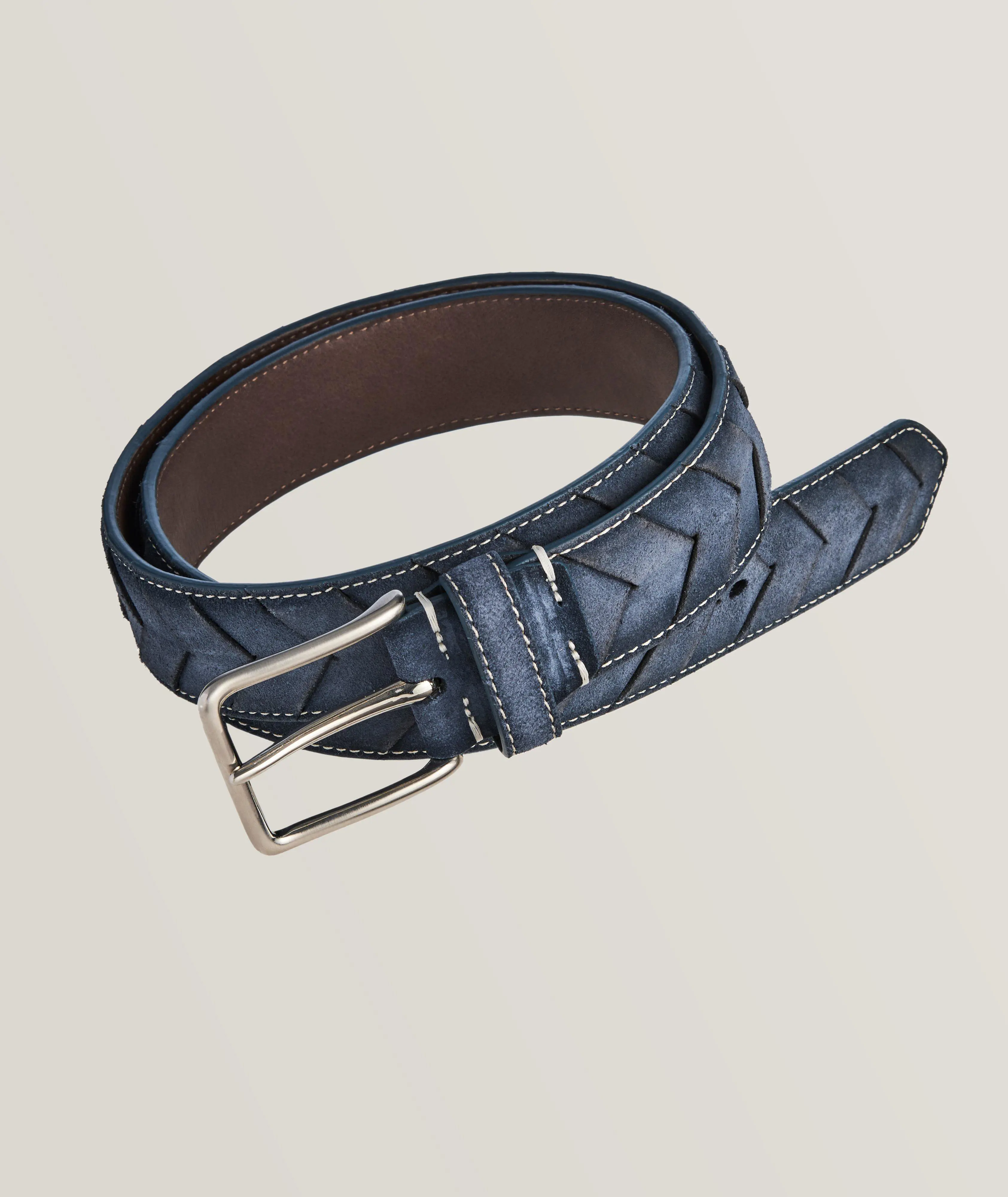 Harry Rosen Suede Geometric Pattern Belt. 1