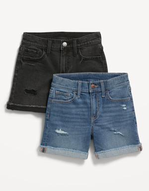 High-Waisted Ripped Rolled-Cuff Midi Jean Shorts 2-Pack for Girls multi