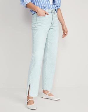 High-Waisted Button-Fly OG Loose Side-Split Jeans for Women blue