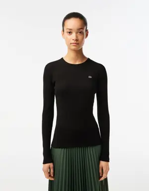 Lacoste Long Sleeved Ribbed Cotton T-shirt