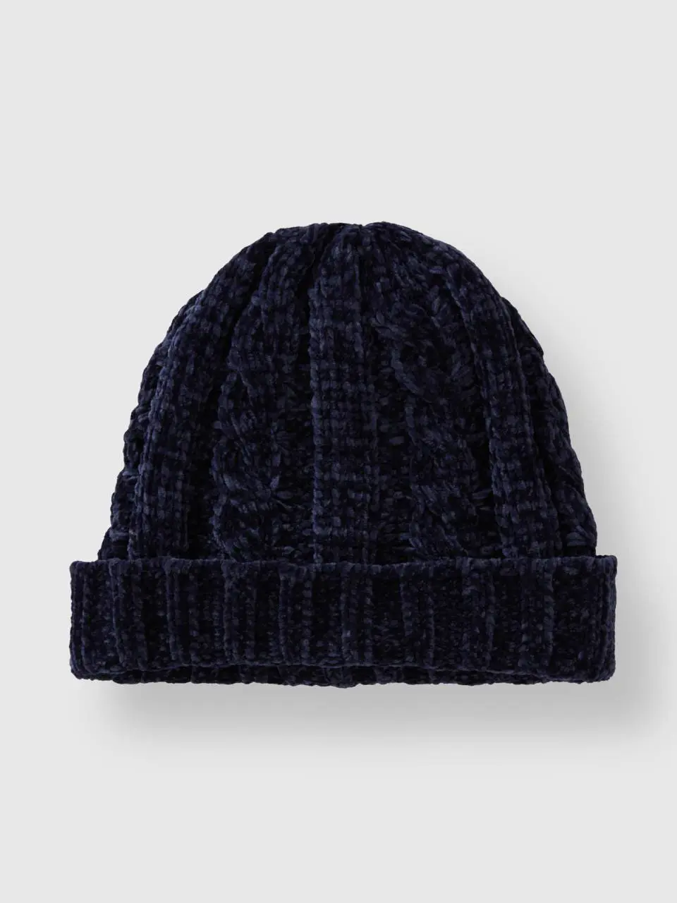 Benetton chenille hat with cable knit. 1