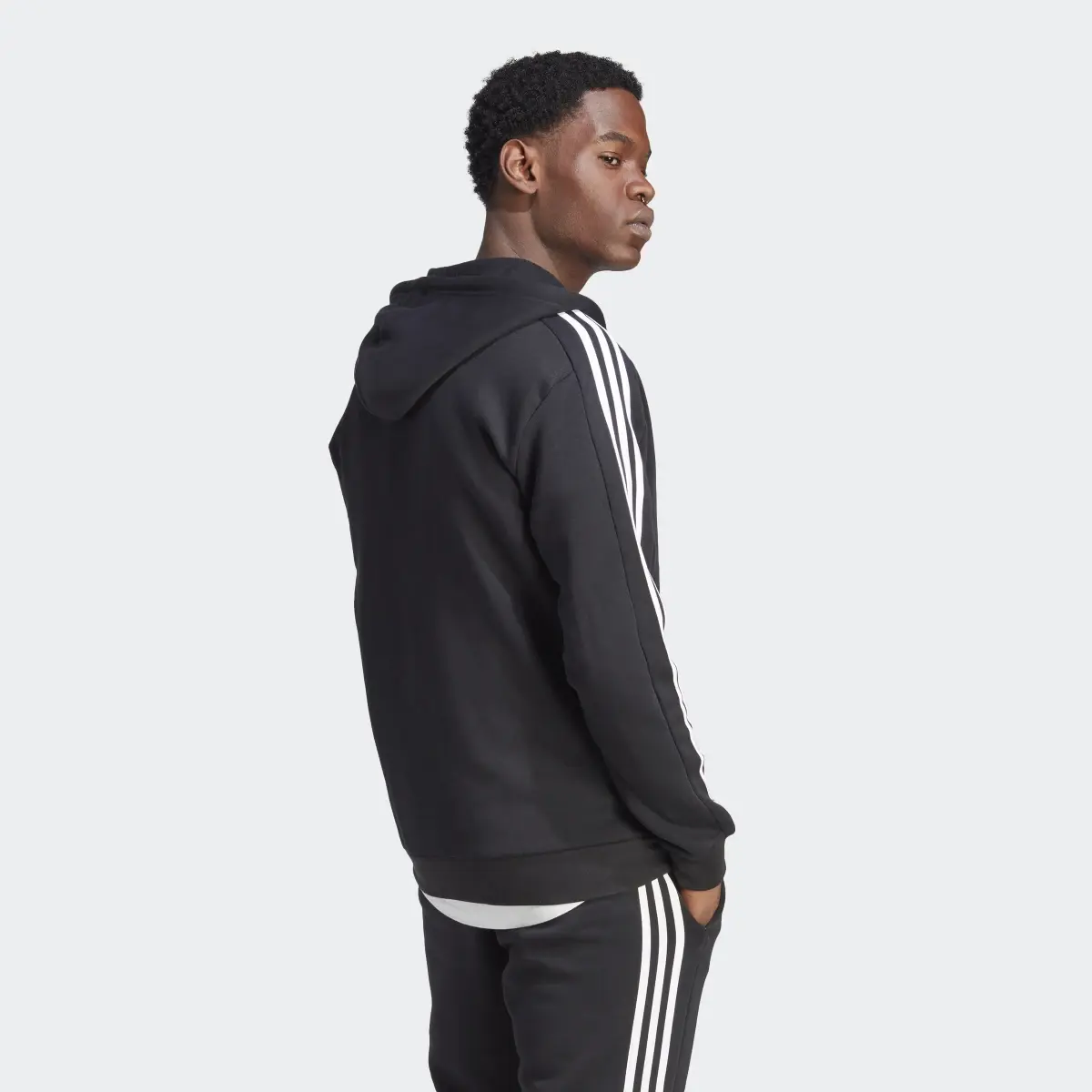 Adidas Veste à capuche entièrement zippée molleton 3 bandes Essentials. 3