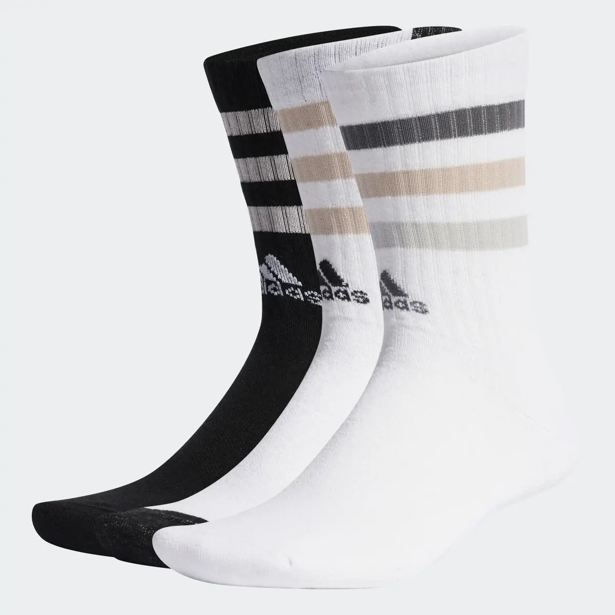 Adidas Bold 3-Stripes Cushioned Crew Socks 3 Pairs. 2