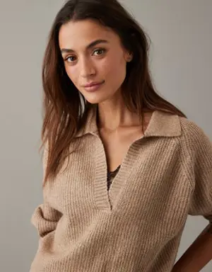 Whoa So Soft Oversized Collared Sweater