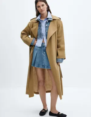 Modal trench coat with tie