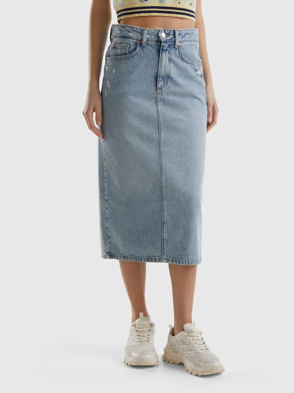 Benetton denim midi skirt. 1