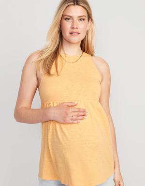 Old Navy Maternity EveryWear Sleeveless Slub-Knit Peplum Top orange