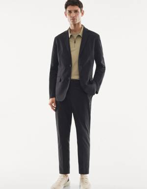 Slim-fit technical suit trousers