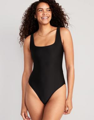 Matching Twist-Back Cutout One-Piece Swimsuit for Women black