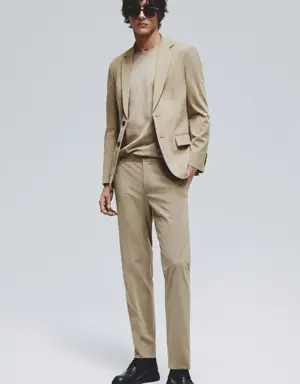 Slim-fit cotton suit pants