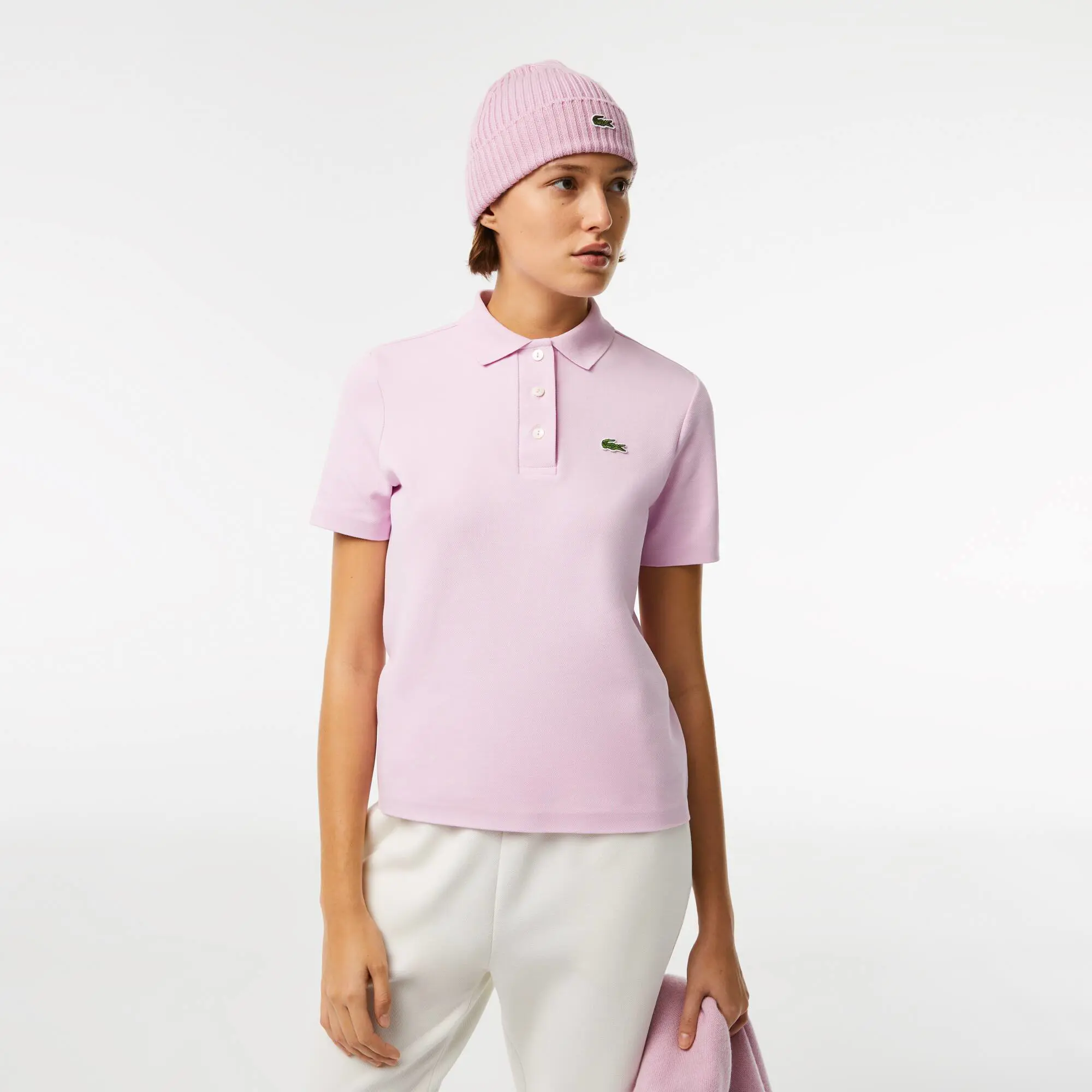 Lacoste Women’s Lacoste Regular Fit Striped Organic Cotton Polo Shirt. 1