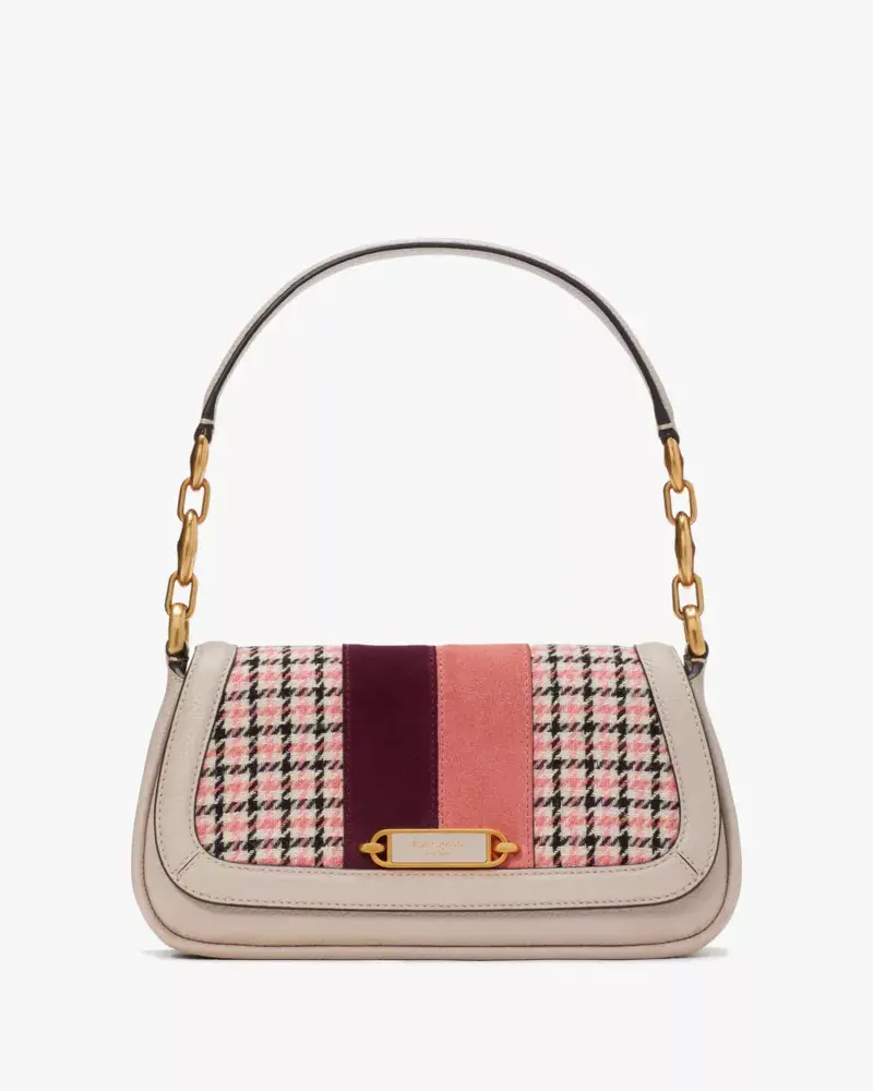 Kate Spade Gramercy Racing Stripe Plaid Twill Small Flap Shoulder Bag. 1